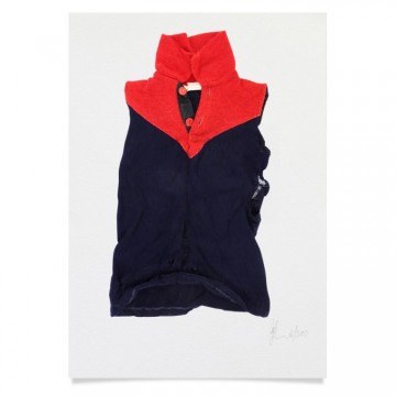 Print | Navy with a Red Yoke Vintage Football Jumper | A3